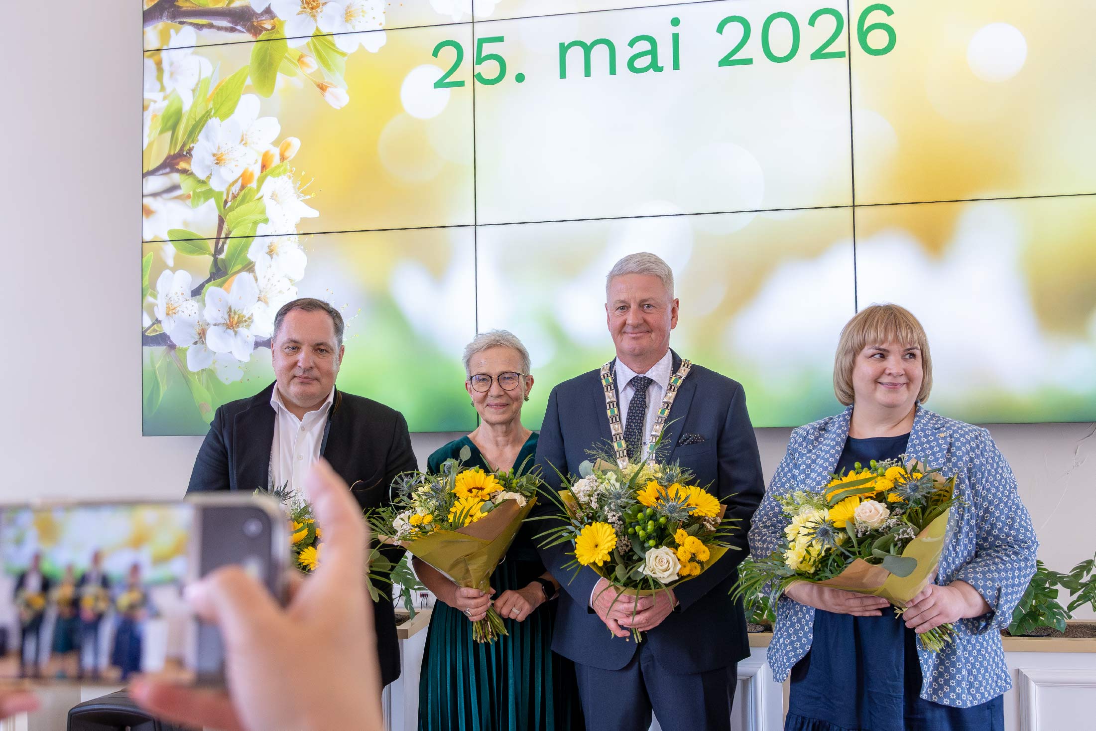 Vasakult abilinnapead Jüri Kaver, Kersti Kõosaar, linnapea Urmas Tali ning abilinnapea Ainika Suleva. FOTOD: Aigar Nagel